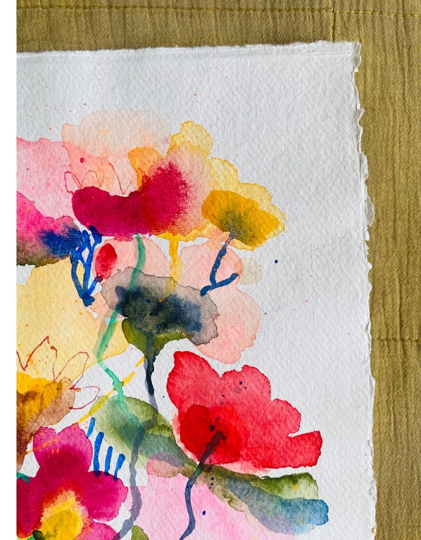 Blomsterhav med rødstribet collage #2 billede 3