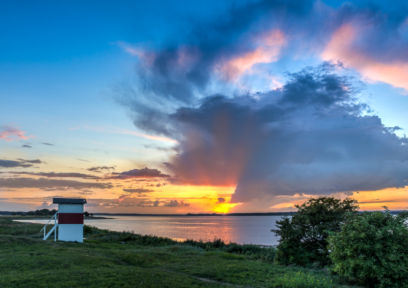 Solnedgang over Rone Klint i  Præstø