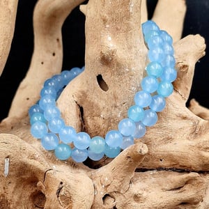 Blå jade halskæde / armbånd. – produktbillede
