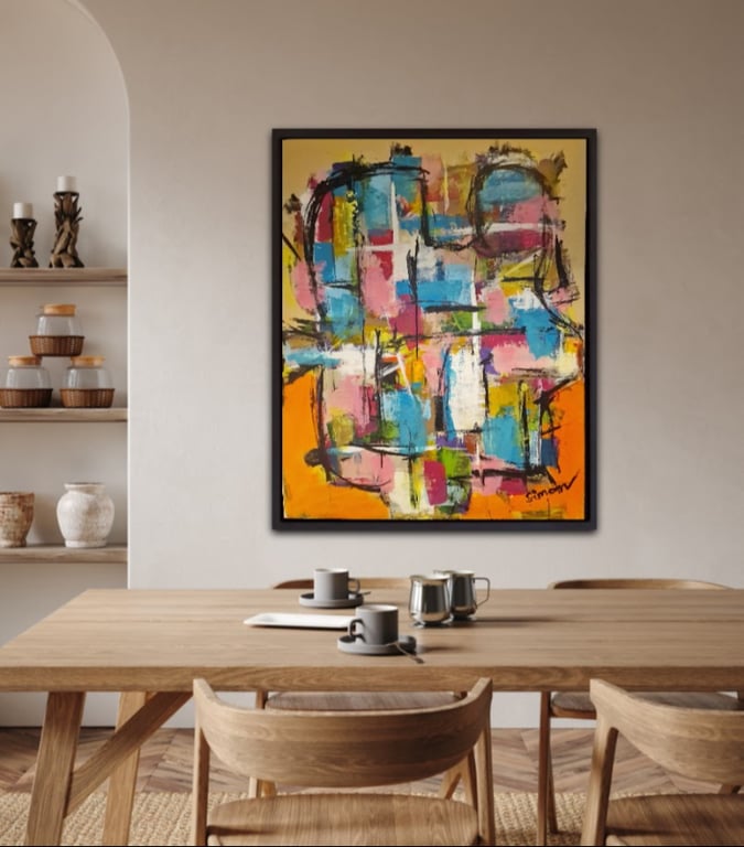 #1171 Maleri 80X100 cm med sort ramme  SOLD billede 3