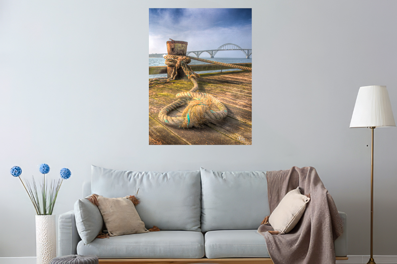 Tovværk på Kalvehave havn med Dronning Alexandrines bro i baggrunden  billede 2