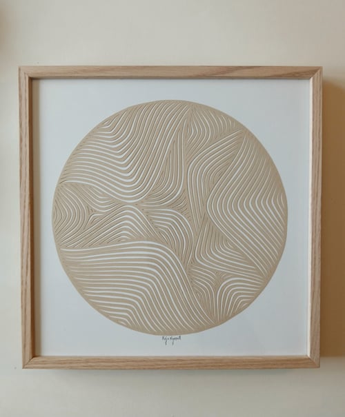 30x30cm papercut, beige, indrammet 