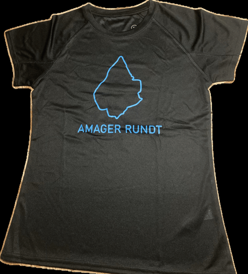 T-shirts dame sort med blå logo (1)