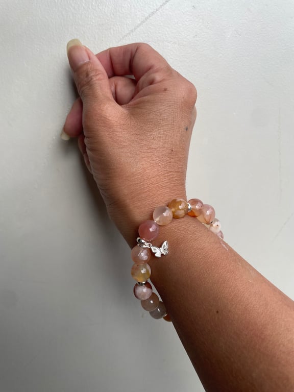 Blomster Agat Royal med sommerfugl i Sterling sølv  billede 4