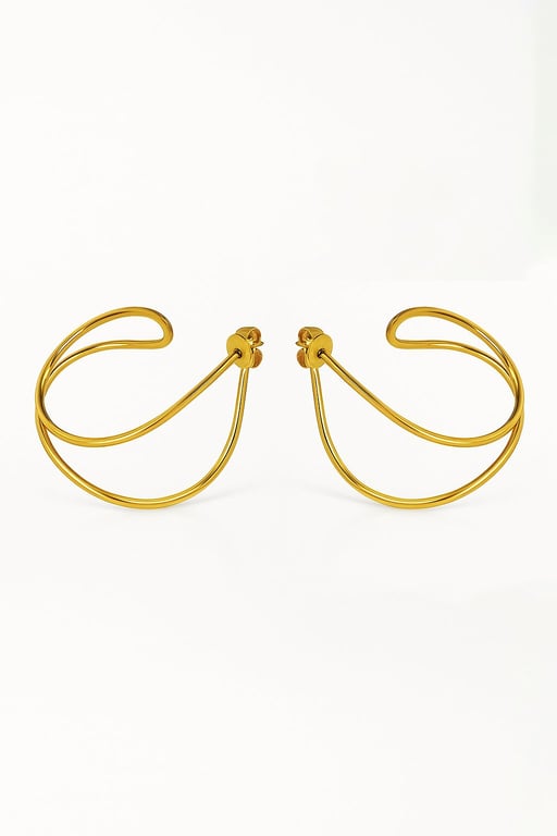 INEL Ocean Waves Hoops gold-plated billede 2