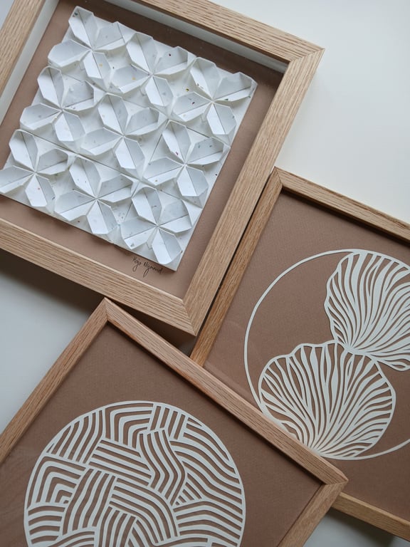 20x20cm papercut, nougat, indrammet (4)