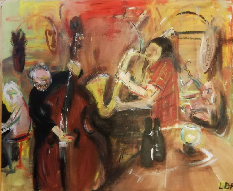 Jazz på Galathea kroen, 46x55 Akryl