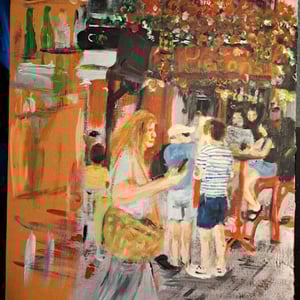 Malet på Malet på louis viton vuitton låg, fundet i Paris. 20x30 akryl, Af meget blomstrende bar – produktbillede