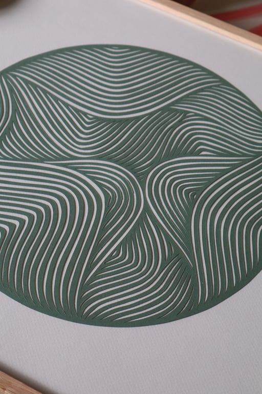 40x40cm papercut, salvie, Indrammet (2)