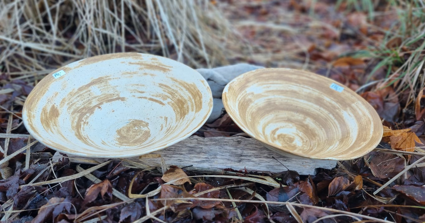 Skål, grå/beige diameter 24,5 cm, højde 7 cm billede 2