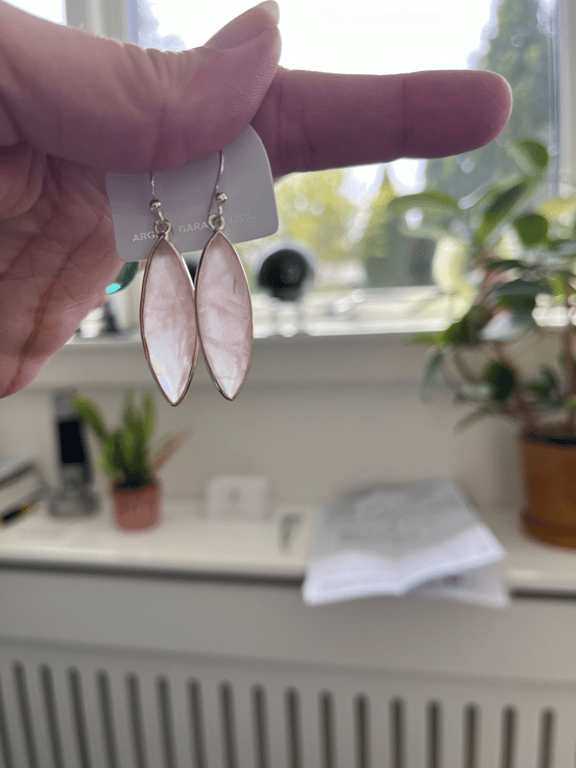 Quartz rose øreringe i Sterling sølv billede 2