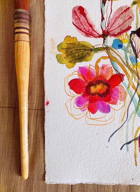 Sprudlende buket - original akvarel  billede 3