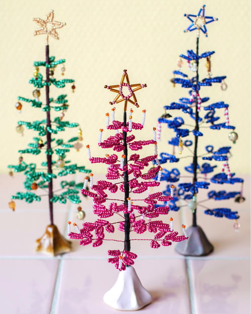 Perlejuletræ - Pink metallic med lys (2)