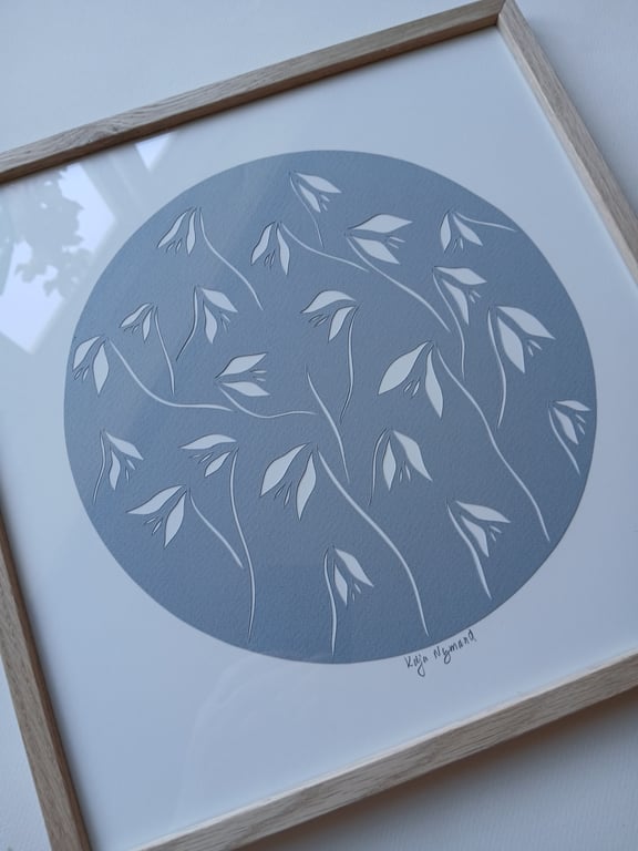 30x30cm papercut, dueblå, Indrammet (2)