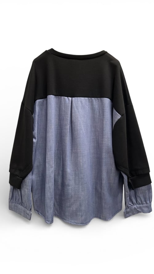 Lily Unik Shirt/Blouse. Black/denim blue. Onesize 36-44 (4)