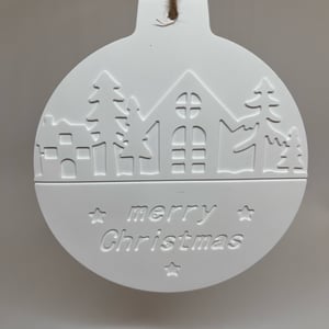 JuleKugle,flad, Merry Christmas  – produktbillede