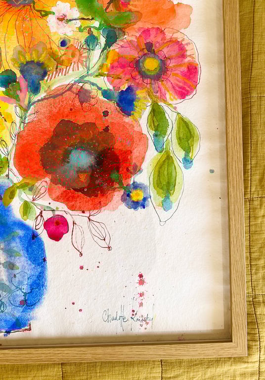 Ellen - kæmpe blå - original akvarel billede 4