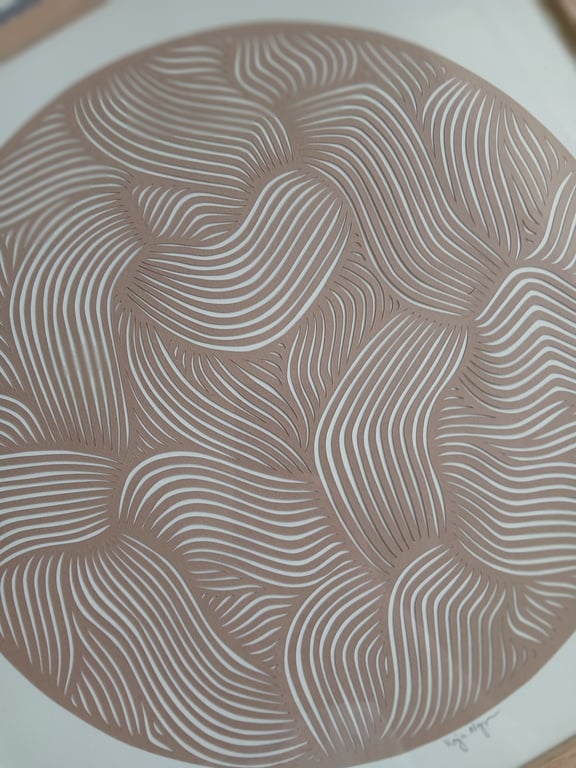 40x40cm, papercut, nougat, indrammet  (4)