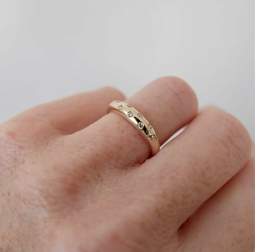 Daisy ring 14 k gold with champagne diamonds  (2)