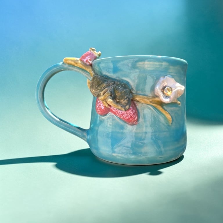 Overflod – håndlavet keramik krus med guld &amp; MOP billede 5