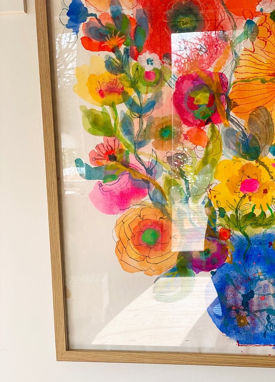 Ellen - kæmpe blå - original akvarel billede 11