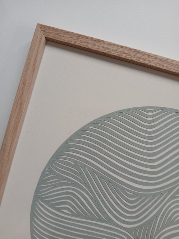 30x30cm papercut, blågrå, indrammet (3)