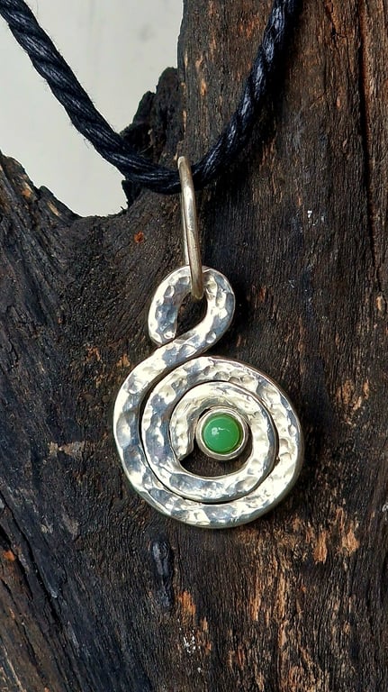 Unika sølv spiral vedhæng m/ Chrysopras.