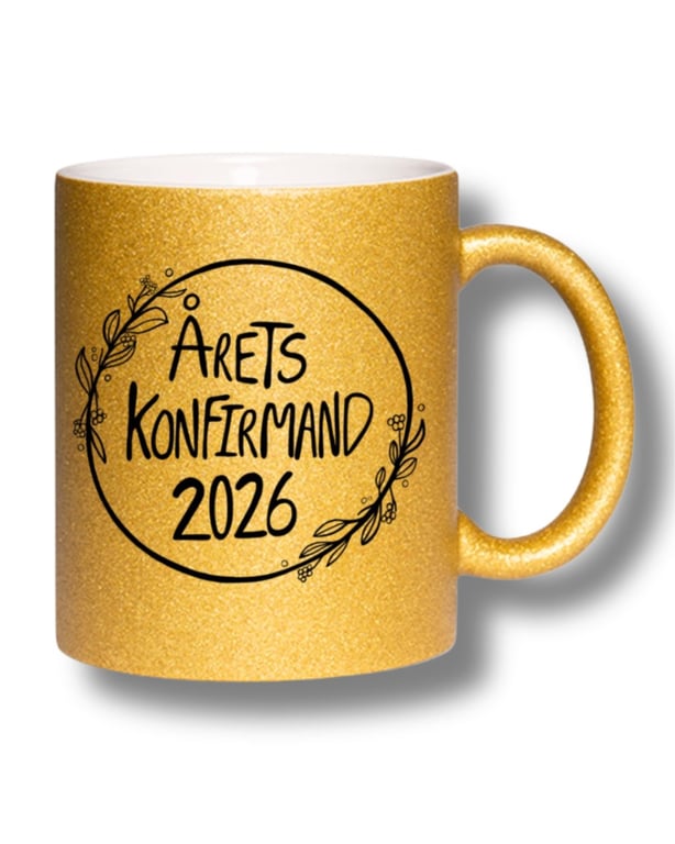 Krus: Årets konfirmand 2026 Guld glimmer