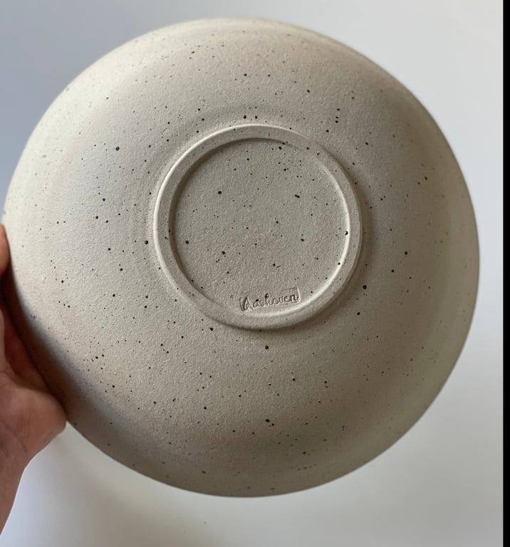 Fad/salatskål, skifergrå/cremehvid - ø 25 cm billede 3