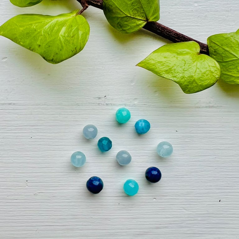 Krystal mix til ørekæde- blå