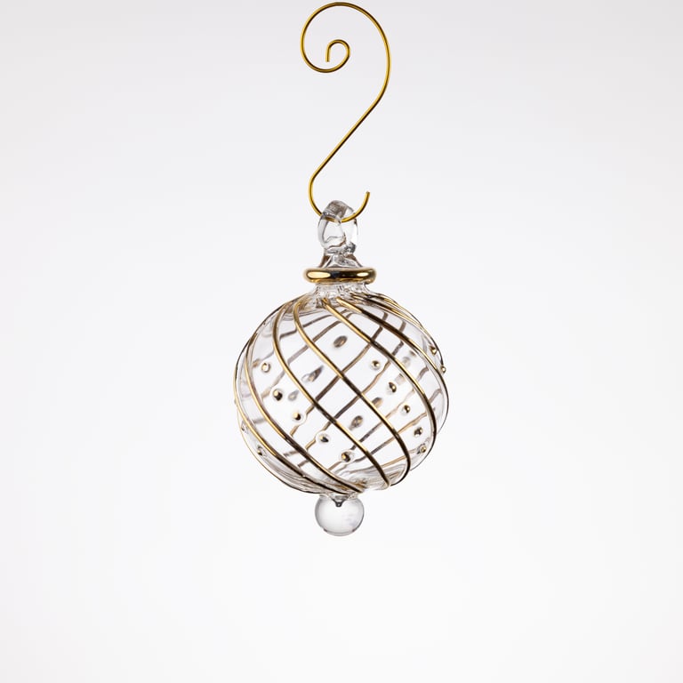 JULEKUGLE DESIGN 1005 KRYSTAL MED GULD ELLER HVIDGULD