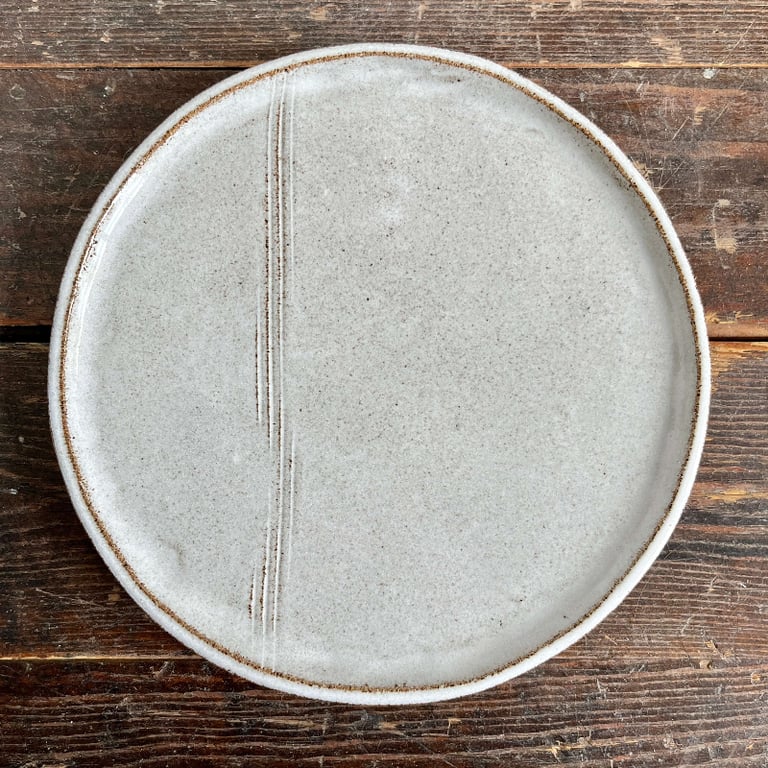 Frokost/kagetallerken, hvid nistret