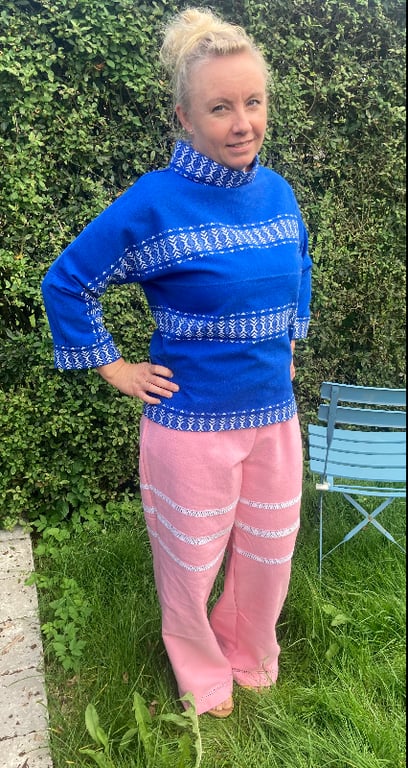 Julie bukser i lyserød Hardanger dug billede 7