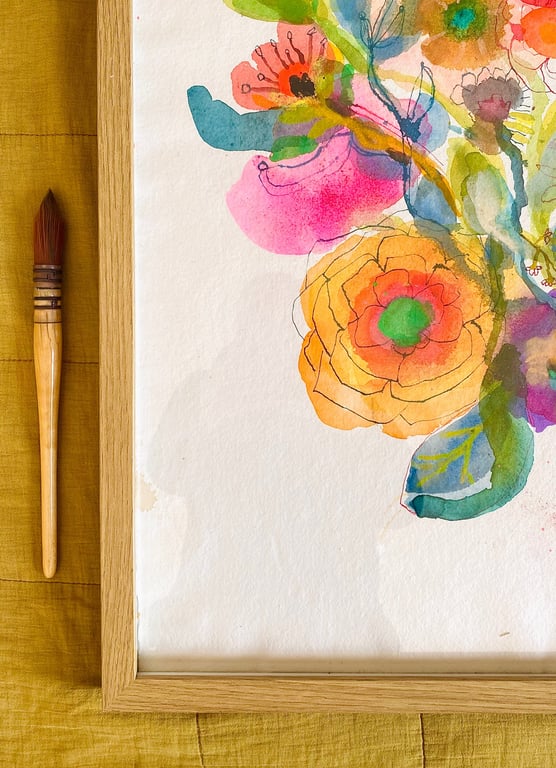 Ellen - kæmpe blå - original akvarel billede 3