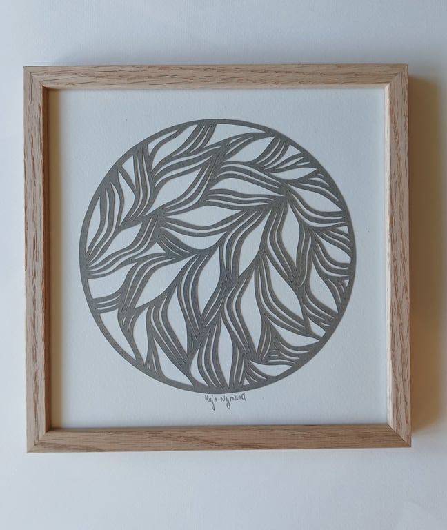 20x20cm papercut, mørkegrå, indrammet  (2)