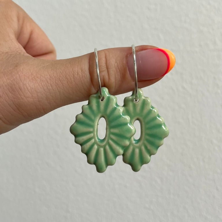 Lys grøn - øreringe billede 4