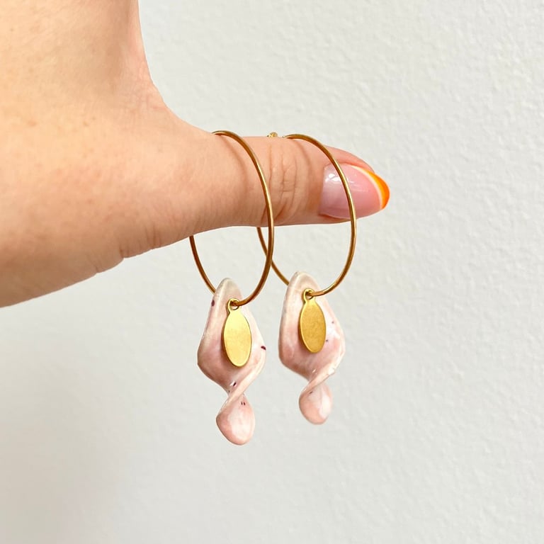 Snoede rosa øreringe billede 3