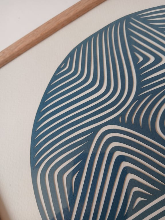 30x30cm papercut, petrol, indrammet  billede 3