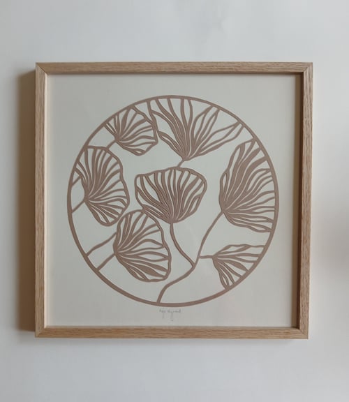 30x30cm, papercut, nougat, indrammet 