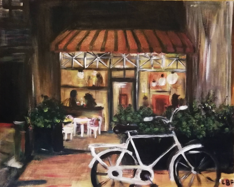 Udsigt fra min karnap, indre Nørrebro, akryl 40x50