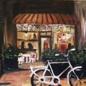 Udsigt fra min karnap, indre Nørrebro, akryl 40x50 – produktbillede