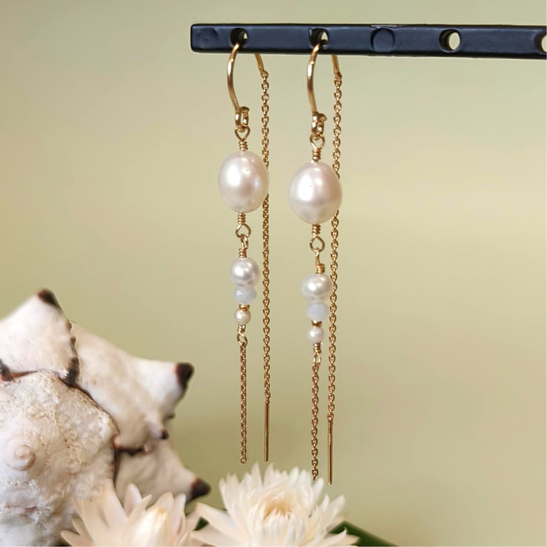 Guldlok øreringe - ferskvandsperler