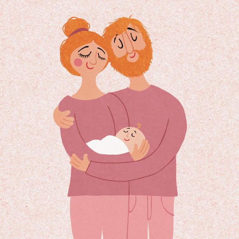 Babyfamilie – lyserød – plakat billede 4