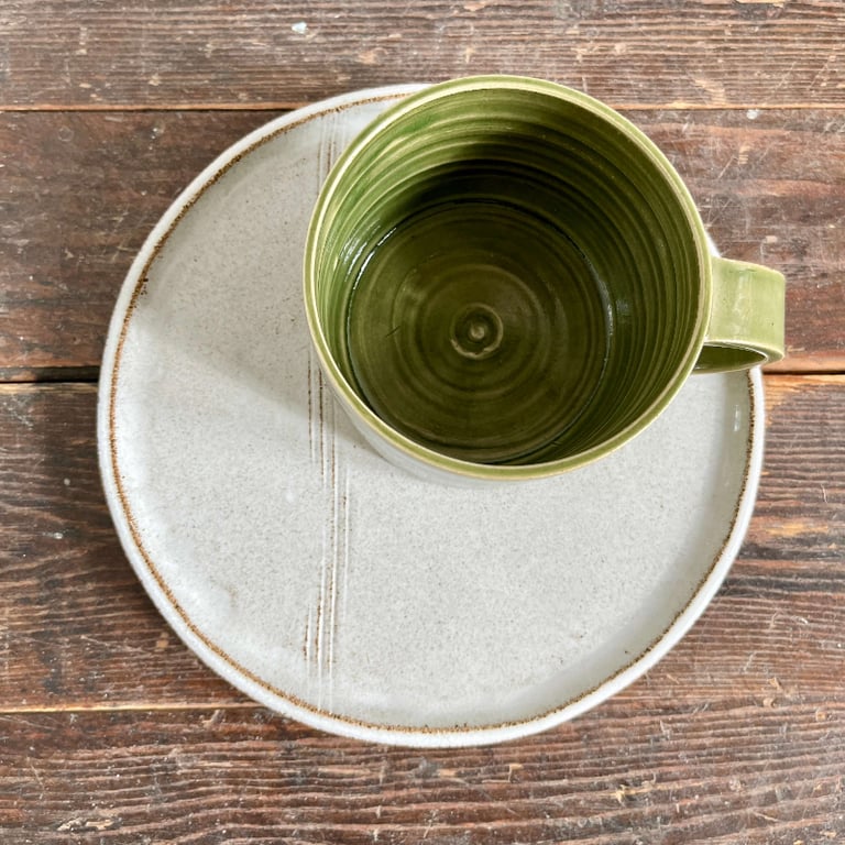 Frokost/kagetallerken, hvid nistret billede 2