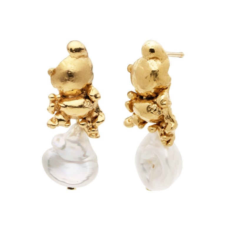Inel Bubble Bug Pearl Earrings Gold Plated Silver billede 3