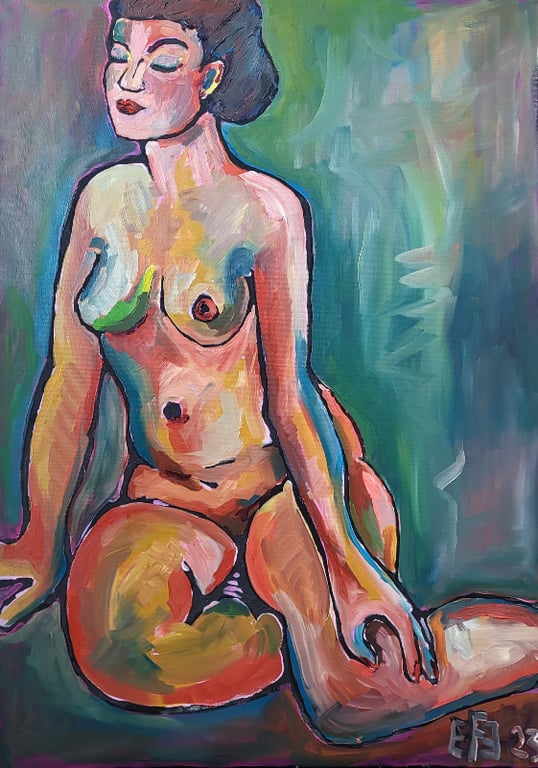 Qroquis olie på lærred