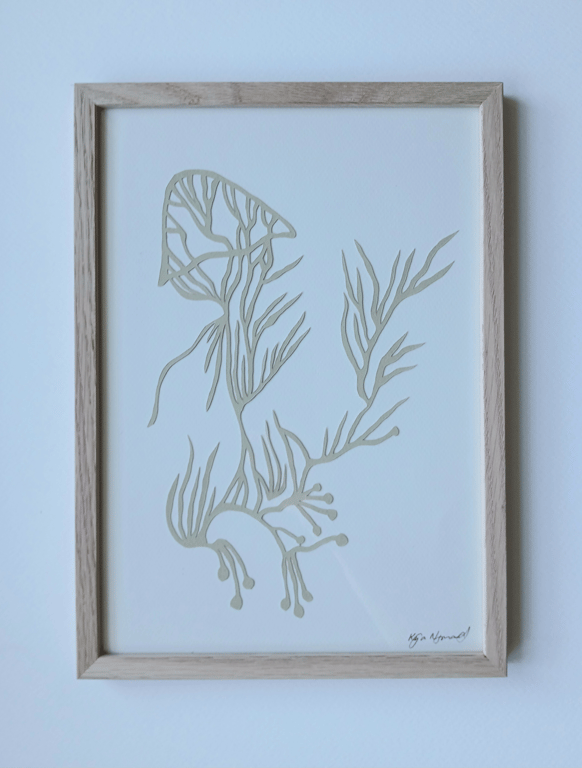 A4 papercut, gople nr 73.  hvid, beige, Indrammet  (2)