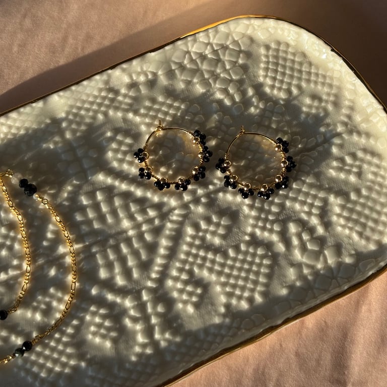 ØRERING EVA SORT AGAT billede 4