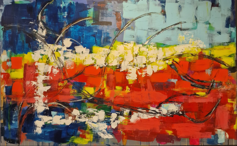 #1186  Maleri 90X140cm SOLD billede 3