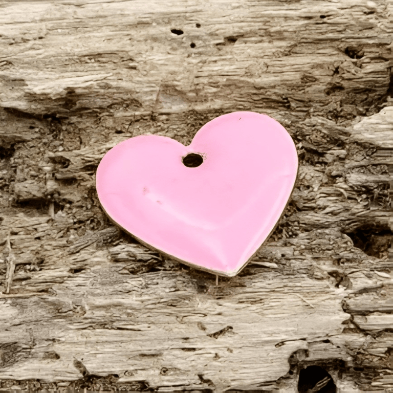 Emalje hjerte - stort lyserødt.